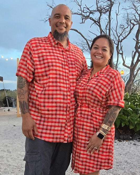 Adult Aloha Shirt- Lehua X Palaka