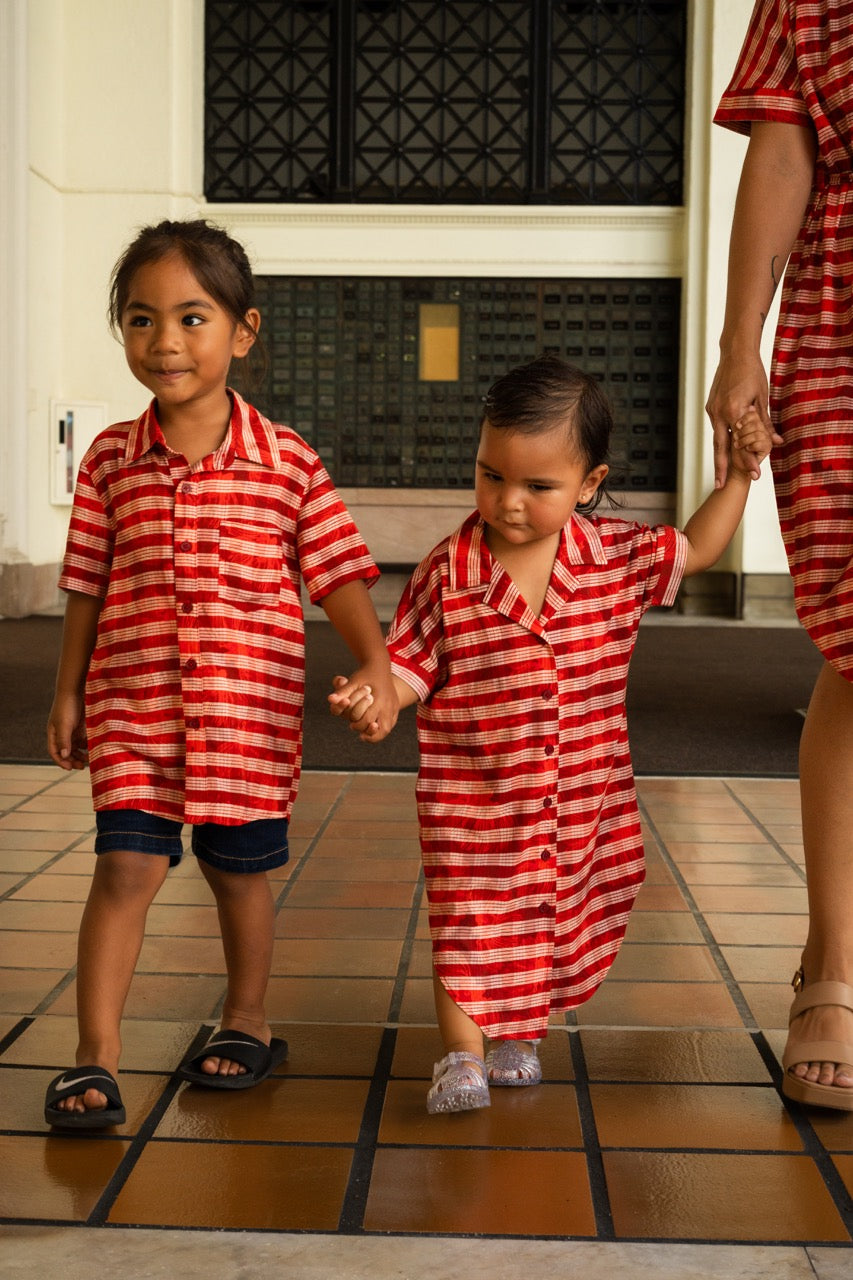 Lehua X Palaka Keiki Button-Up Shirt Dress