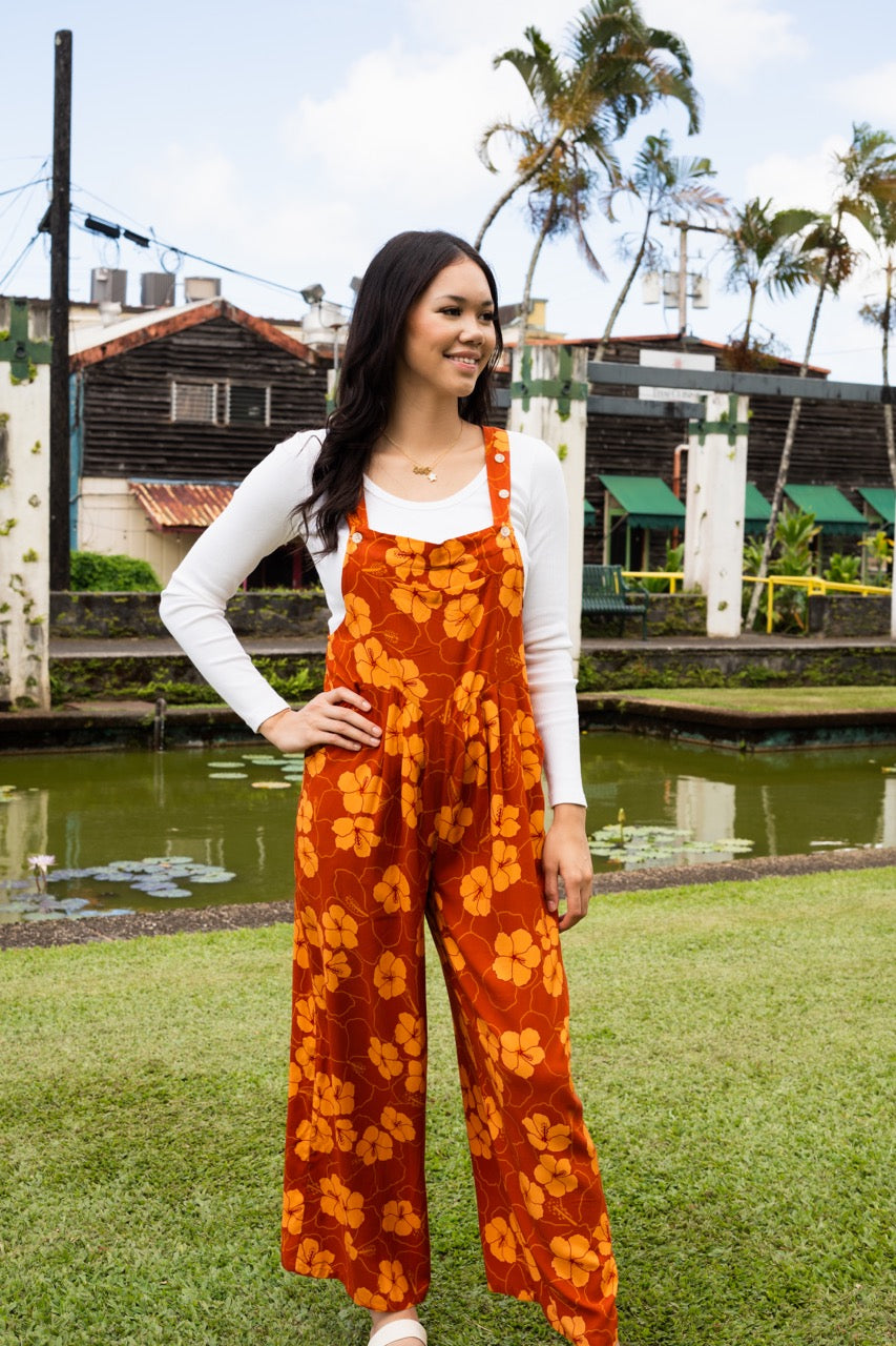 Hibiscus Heaven Jumpsuit Overalls w/ Adjustable Straps
