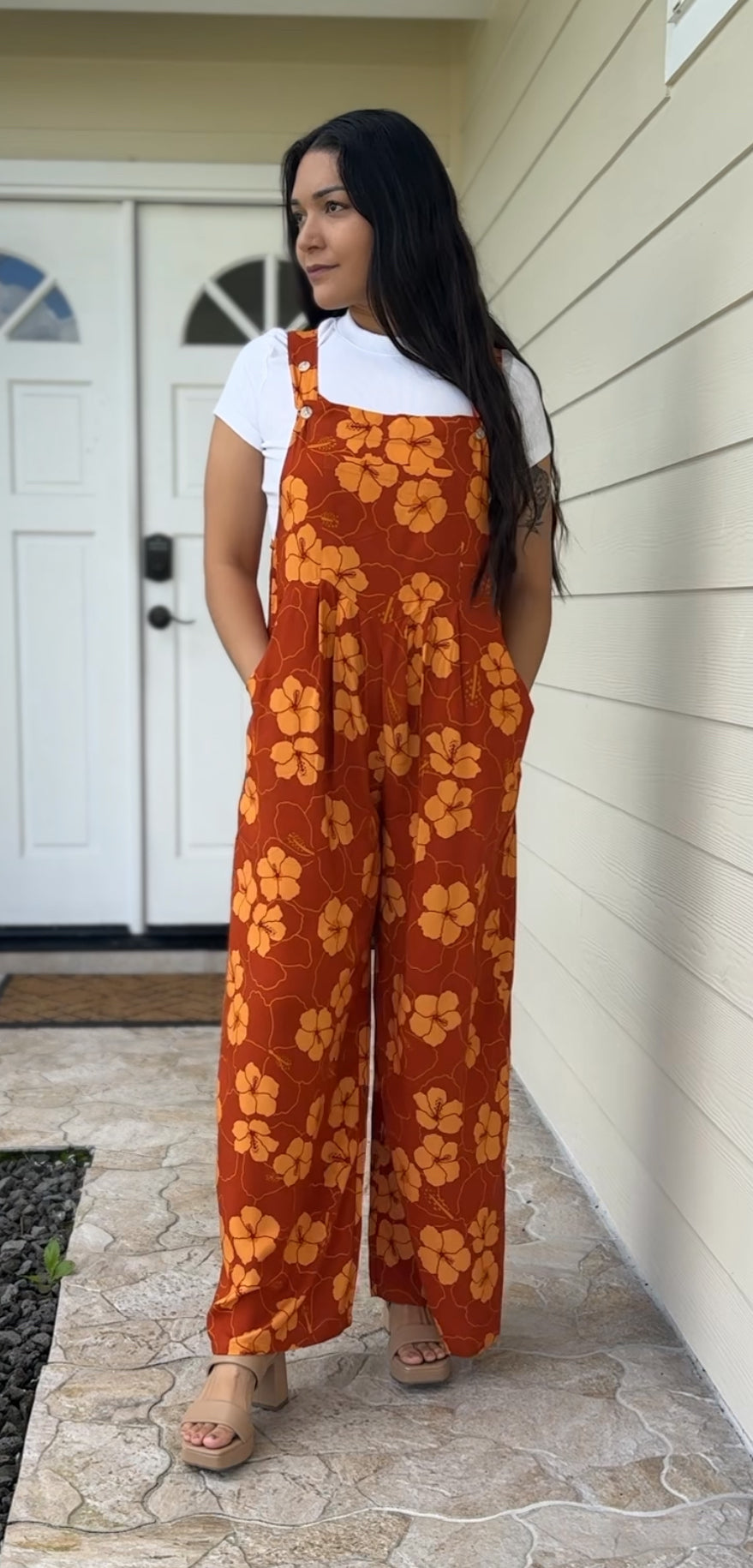 Hibiscus Heaven Jumpsuit Overalls w/ Adjustable Straps