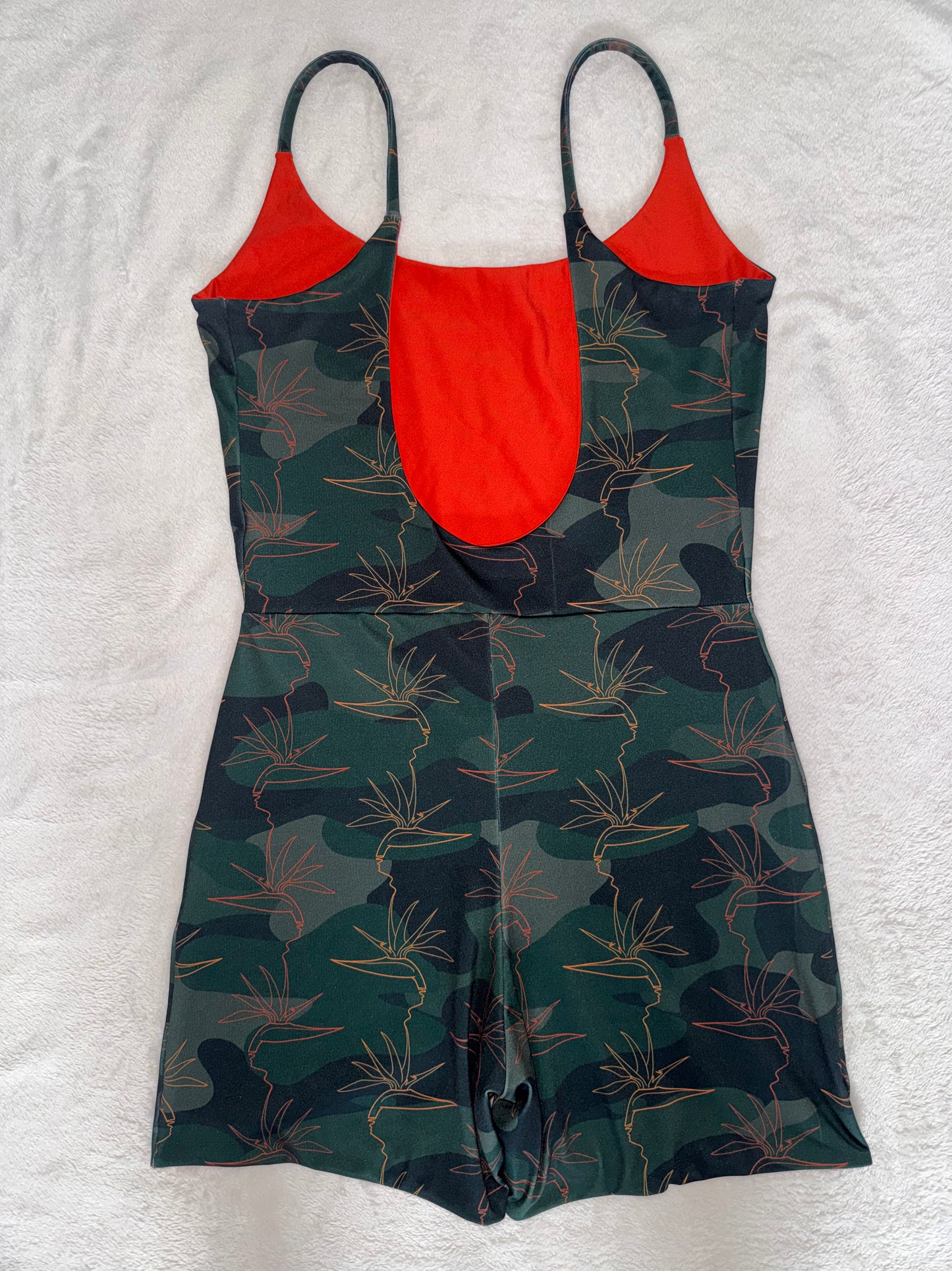 Bird of Paradise on Camo Scoop Back Playsuit - 2XL
