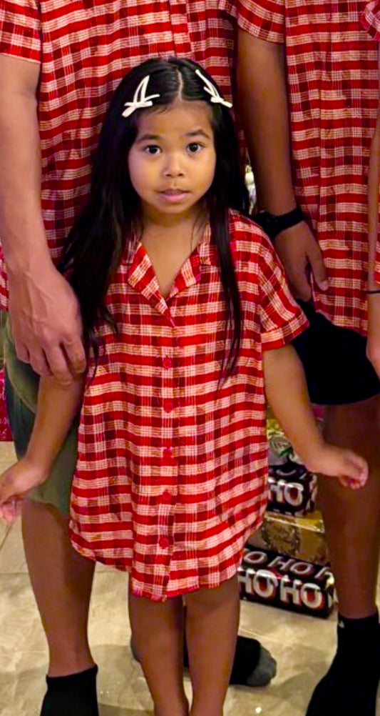 Lehua X Palaka Keiki Button-Up Shirt Dress