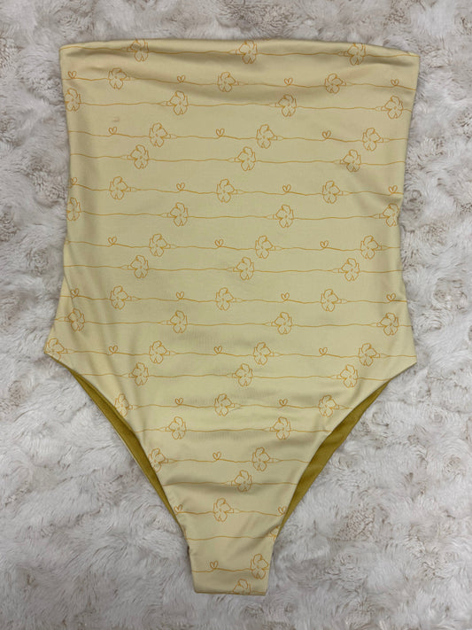 Yellow Puakenikeni Chains Strapless One Piece - M