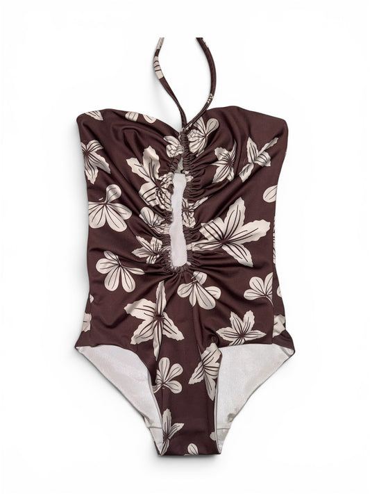 Brown Naupaka Multi-Way Plunge One Piece - XS