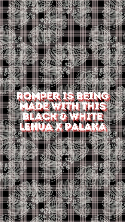 Lehua X Palaka Romper w/ Waist Tie - Black