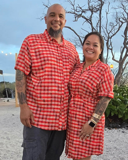 Adult Aloha Shirt- Lehua X Palaka