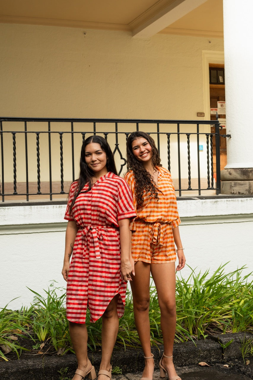 Lehua X Palaka Shirt Dress w/ Waist Tie