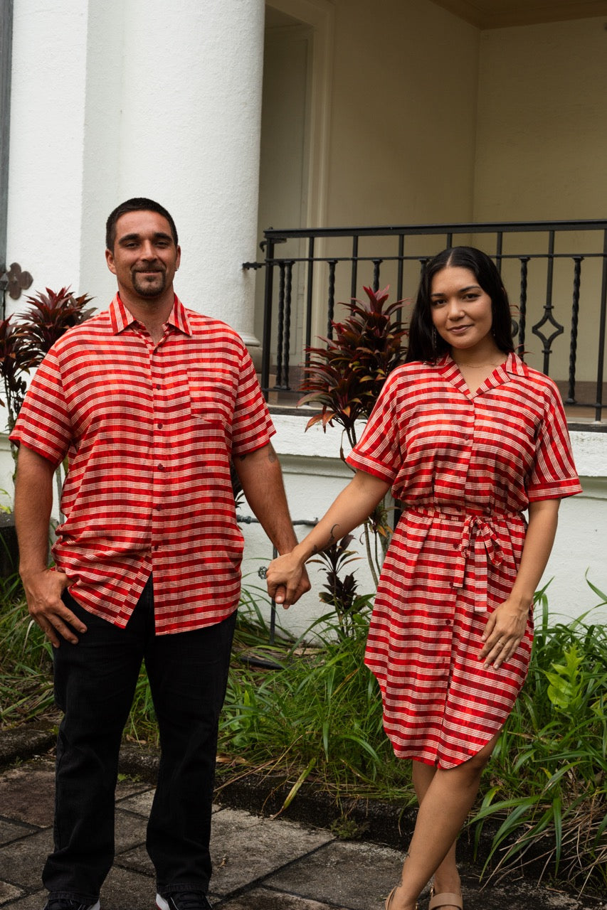 Adult Aloha Shirt- Lehua X Palaka