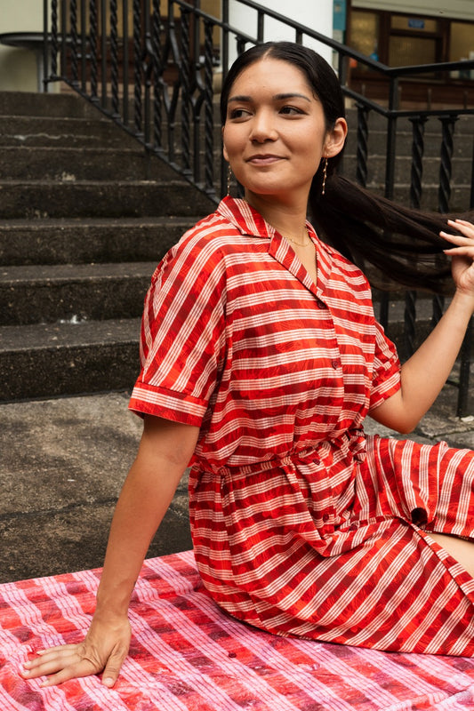 Lehua X Palaka Shirt Dress w/ Waist Tie