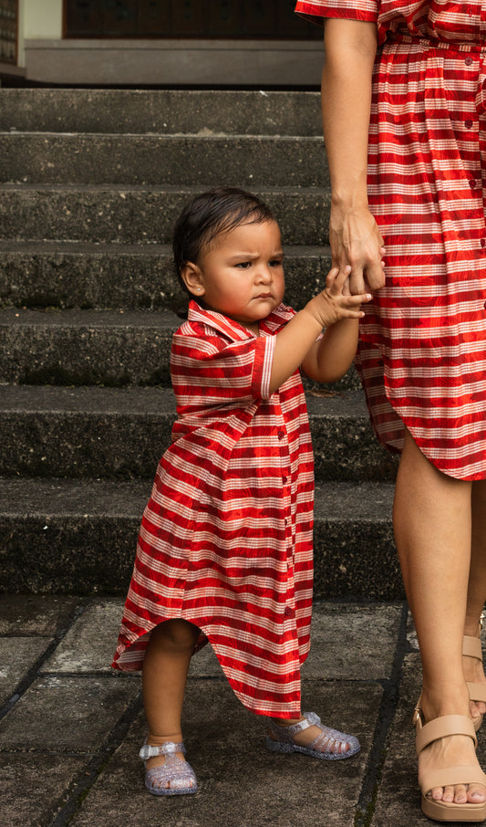 Lehua X Palaka Keiki Button-Up Shirt Dress