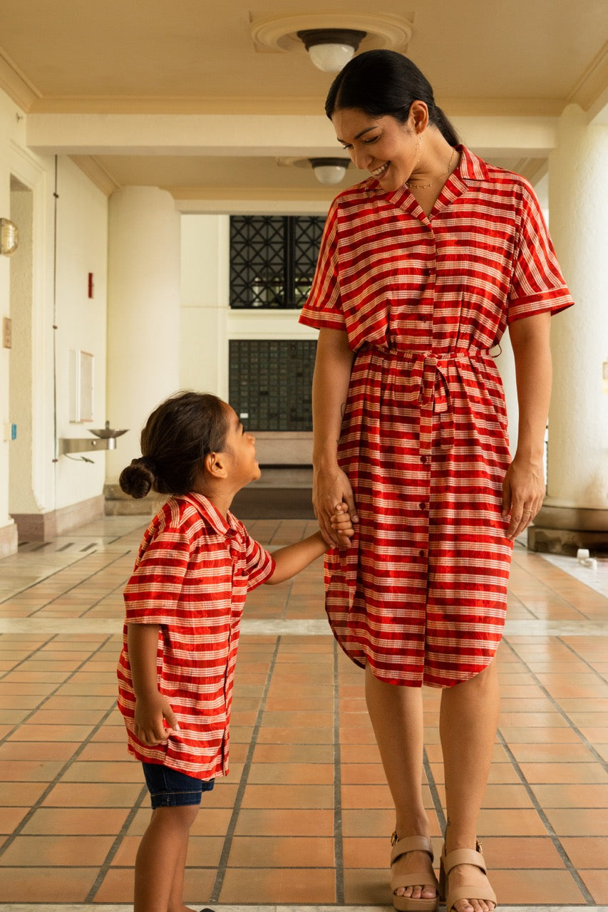 Lehua X Palaka Shirt Dress w/ Waist Tie