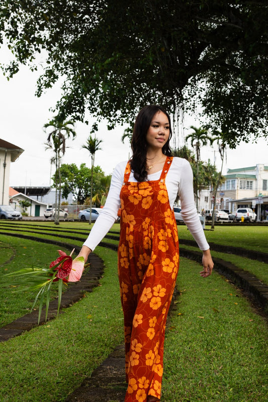 Hibiscus Heaven Jumpsuit Overalls w/ Adjustable Straps