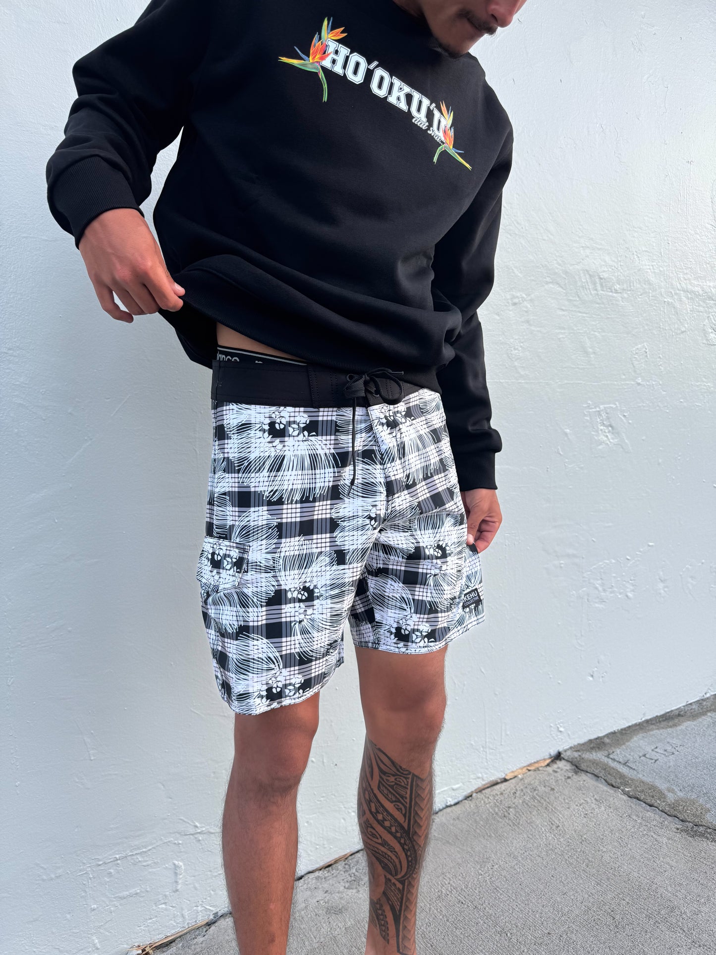 Black Lehua X Palaka Board Shorts