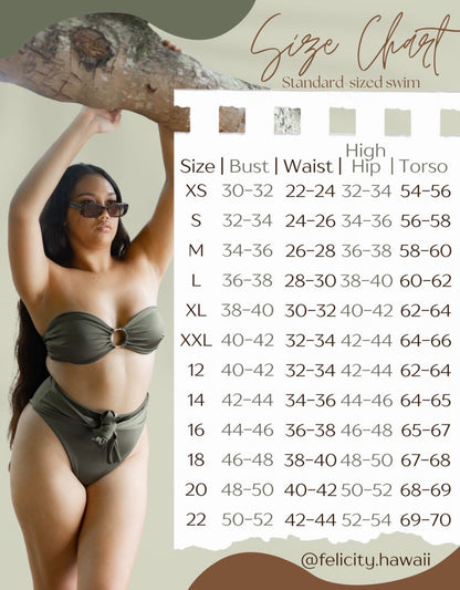 Green Fern Palaka Knotted Top & High Hip Bottoms Set - XL