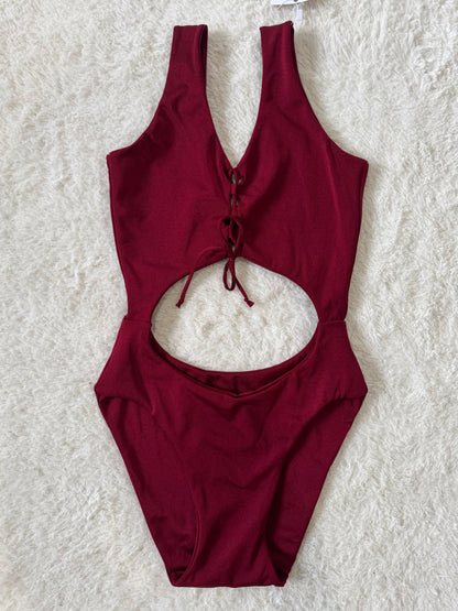 Lace-Up Front Cut Out One Piece - XL