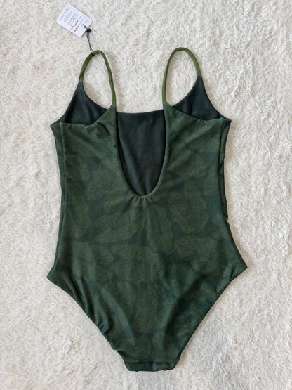 Green Kalo Veins Scoop Back One Piece - XL