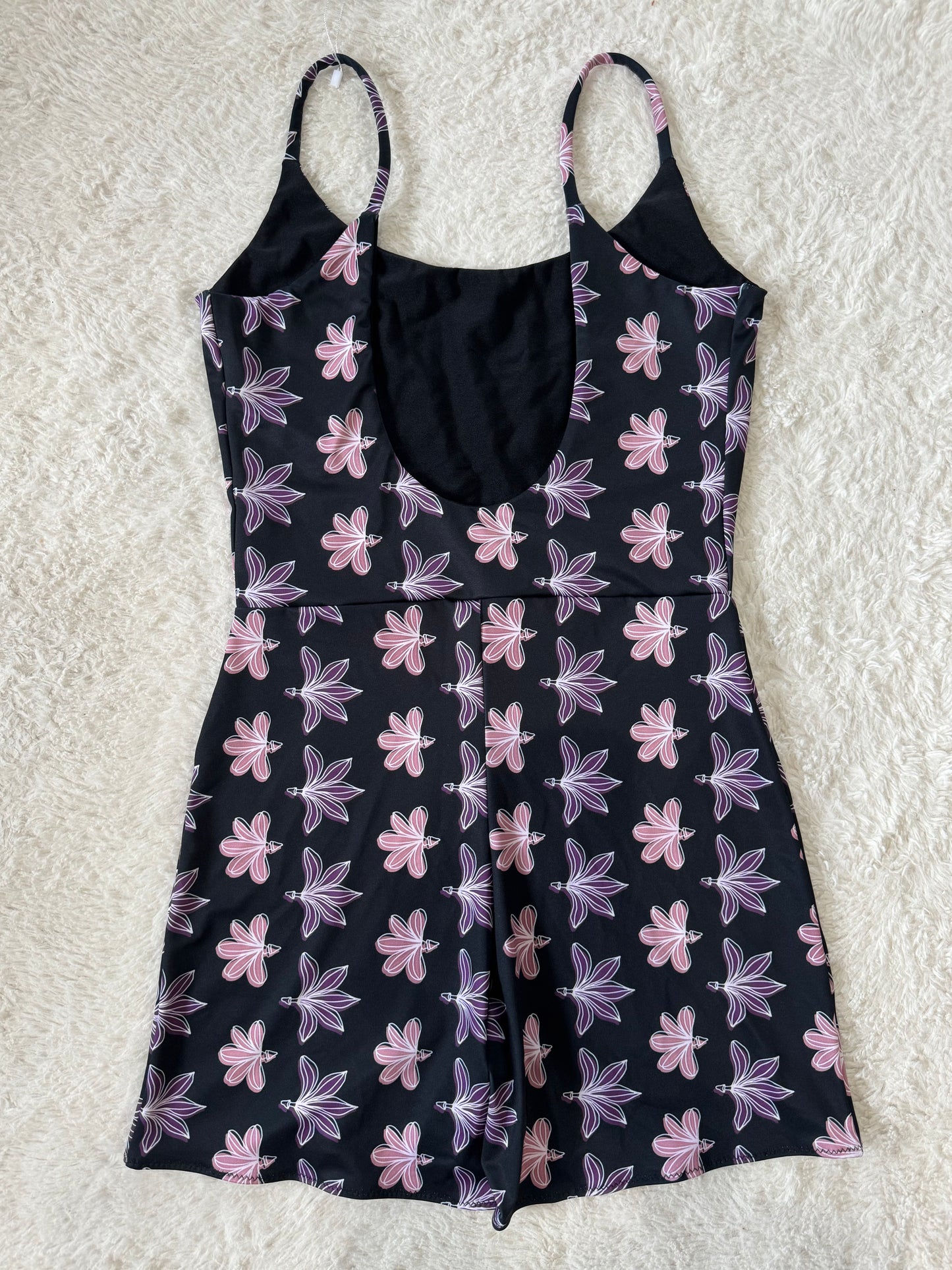 Pink & Black Naupaka Scoop Back Playsuit - XL