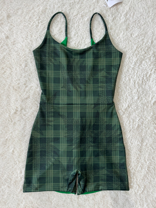 Green Fern Palaka Scoop Back Playsuit - M