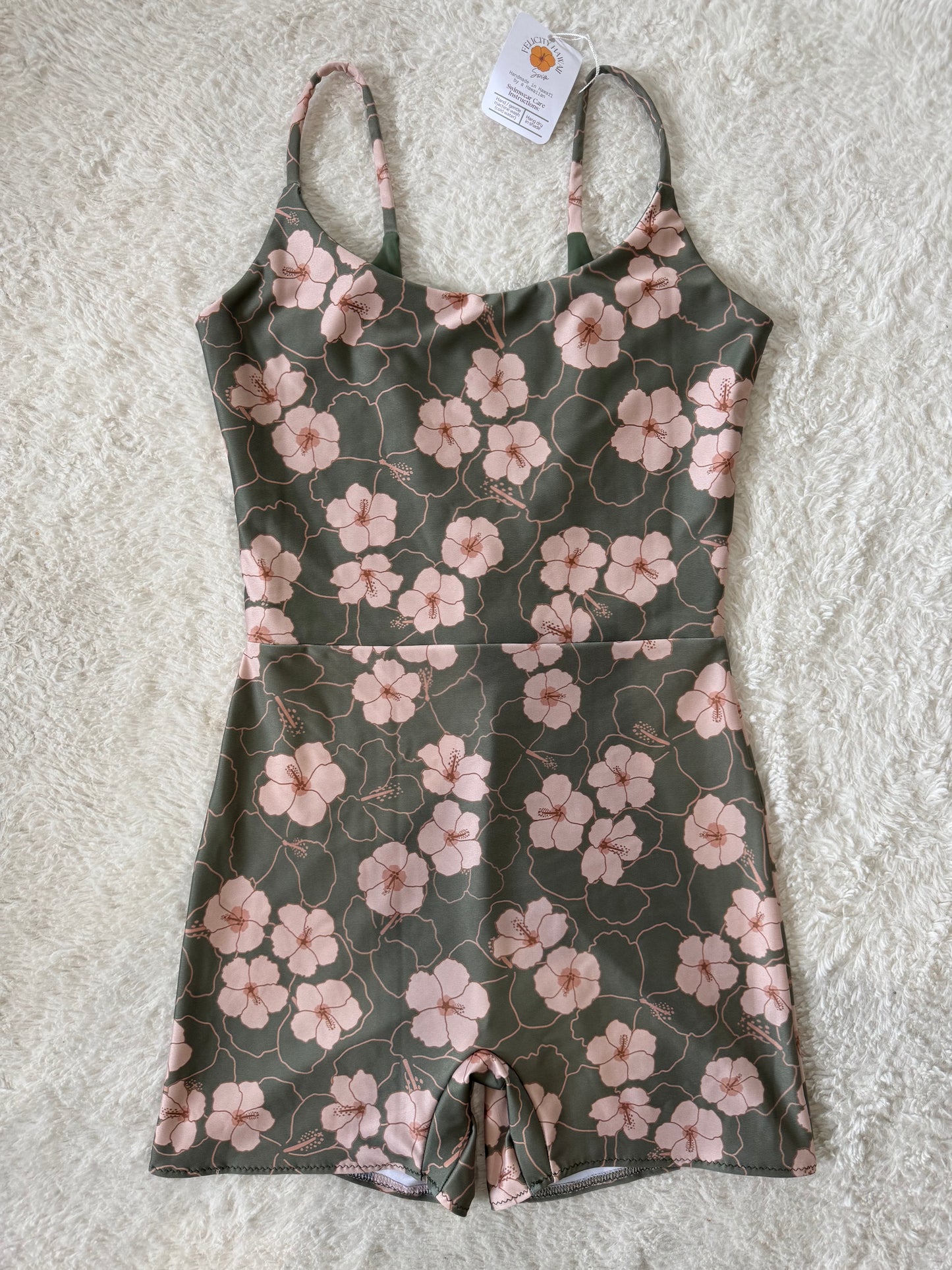 Green Hibiscus Scoop Back Playsuit - L