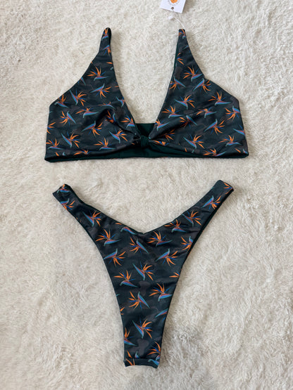 Camo Bird of Paradise Knotted Top & High Hip Bottoms Set - XXL