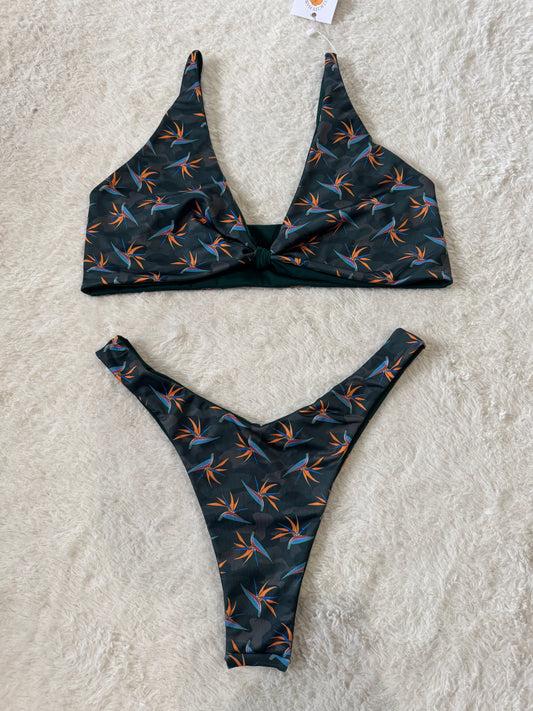 Camo Bird of Paradise Knotted Top & High Hip Bottoms Set - XXL