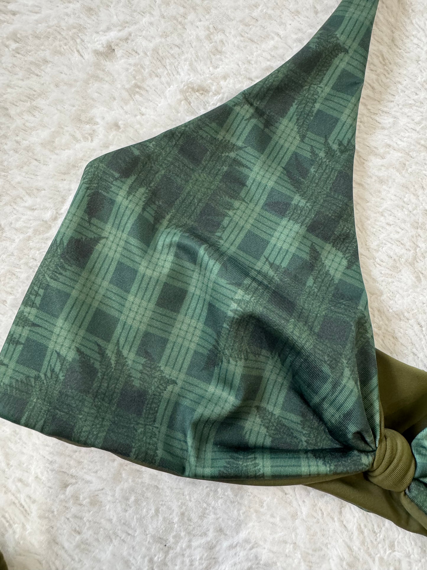 Green Fern Palaka Knotted Top & High Hip Bottoms Set - XL