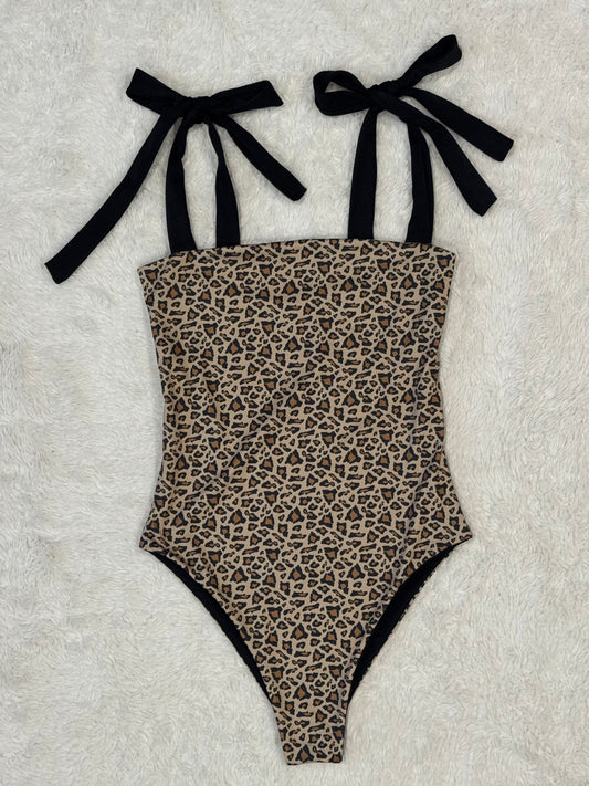 Cheetah Moku Tie Strap One Piece - L