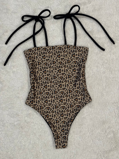 Cheetah Moku Tie Strap One Piece - XS
