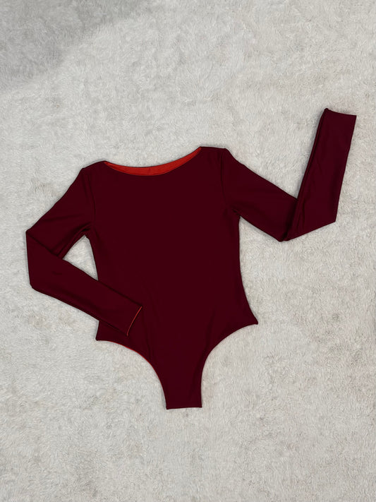 Boat Neck Long Sleeve One Piece - L