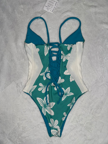 Teal Naupaka Stamps Shaper One Piece - S, XL, XXL