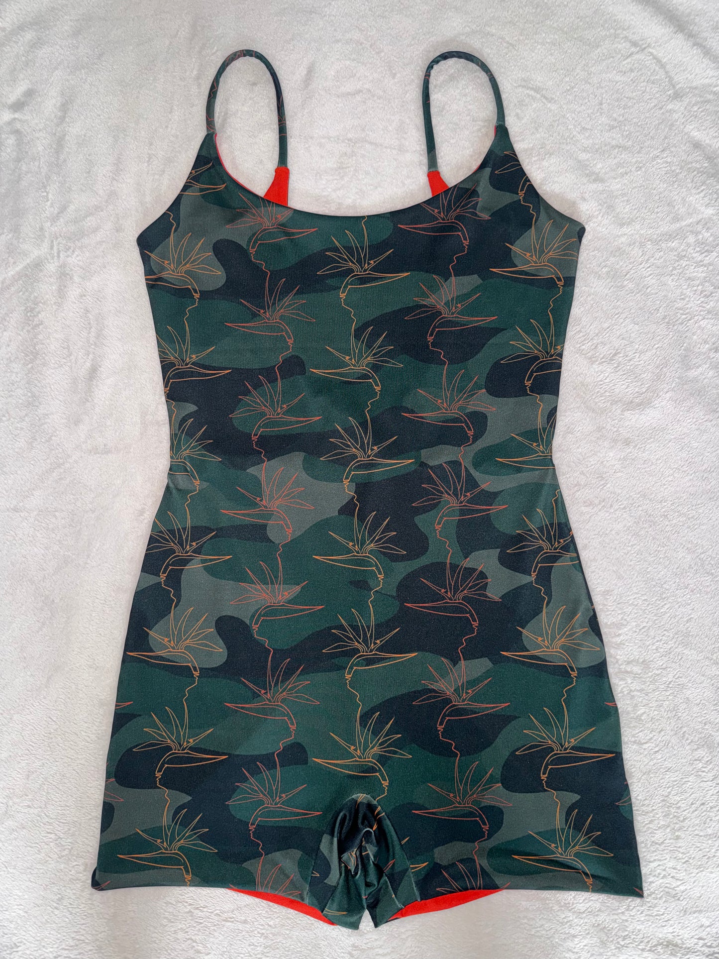 Bird of Paradise on Camo Scoop Back Playsuit - 2XL